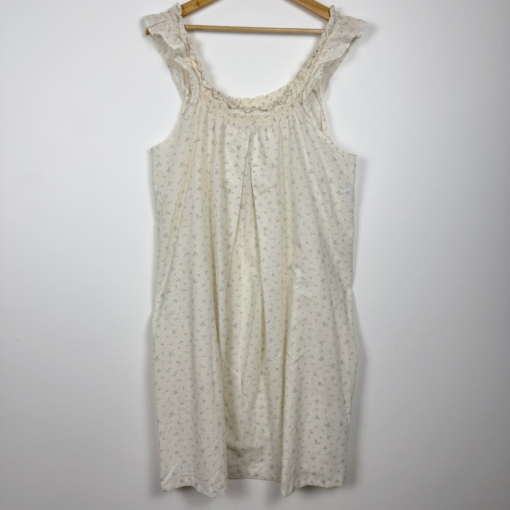 Vintage 70s 80s Sears Dainty Floral Sleeveless Nightgown Womens Large Cream